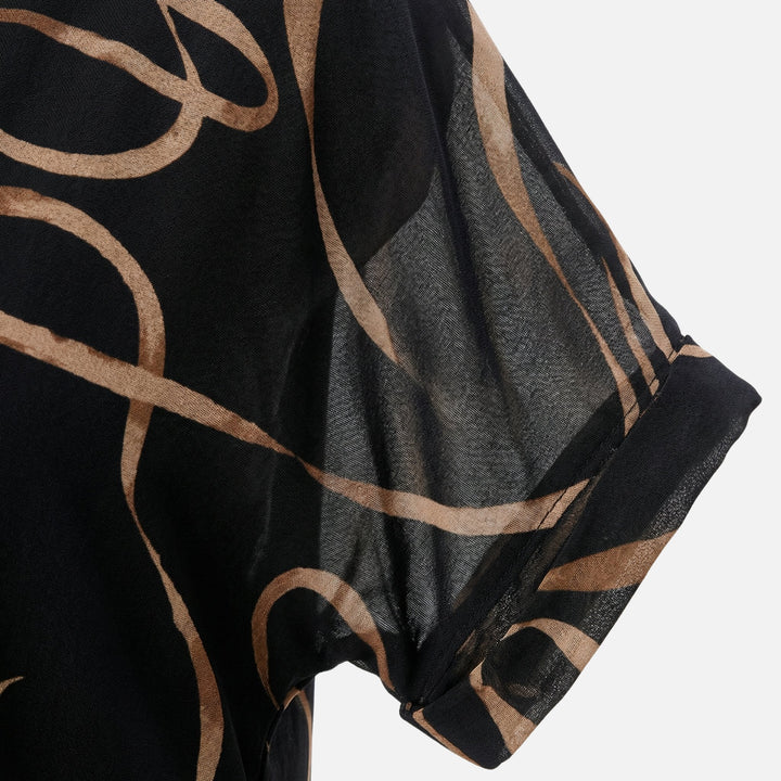 Weit geschnittenes Chiffon Midikleid mit V-Ausschnitt für Damen