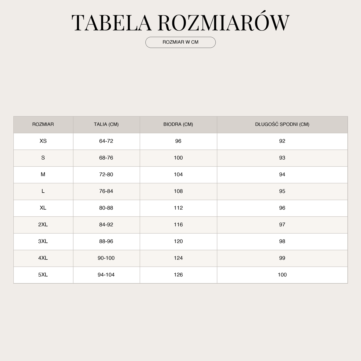 Damskie spodnie z plisowanym przodem, szerokie nogawki i wysoki stan | Kieszenie boczne size chart
