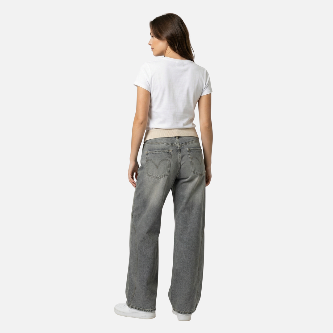Weit geschnittene Jeans mit Rippbund für Damen