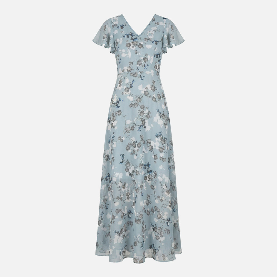 Wickel-Maxikleid aus Chiffon mit A-Linie und V-Ausschnitt für Damen