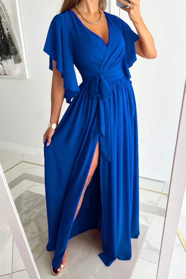 Wickel-Maxikleid für Damen – Ausschnitt für Anlässe & Beinschlitz 4