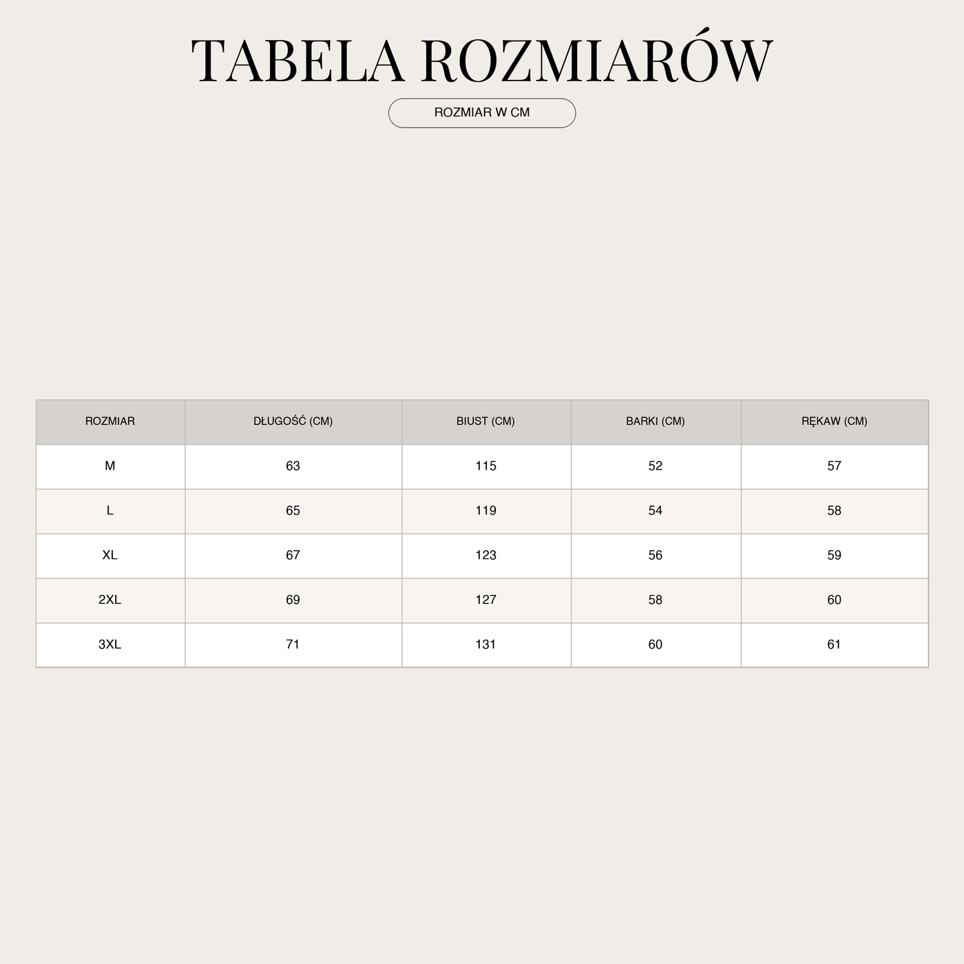 Kurtka przejściowa dla mężczyzn – w stylu zamszowym size chart