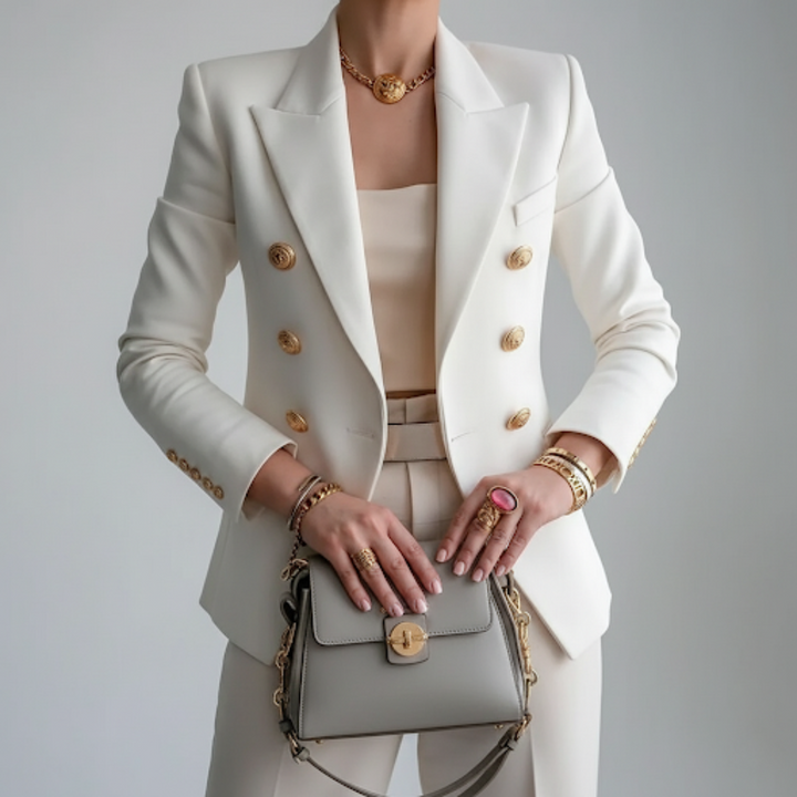 Zweireihige_Blazer_Jacke_fuer_Damen_Goldene_Knoepfe_mit_Reverskragen_1