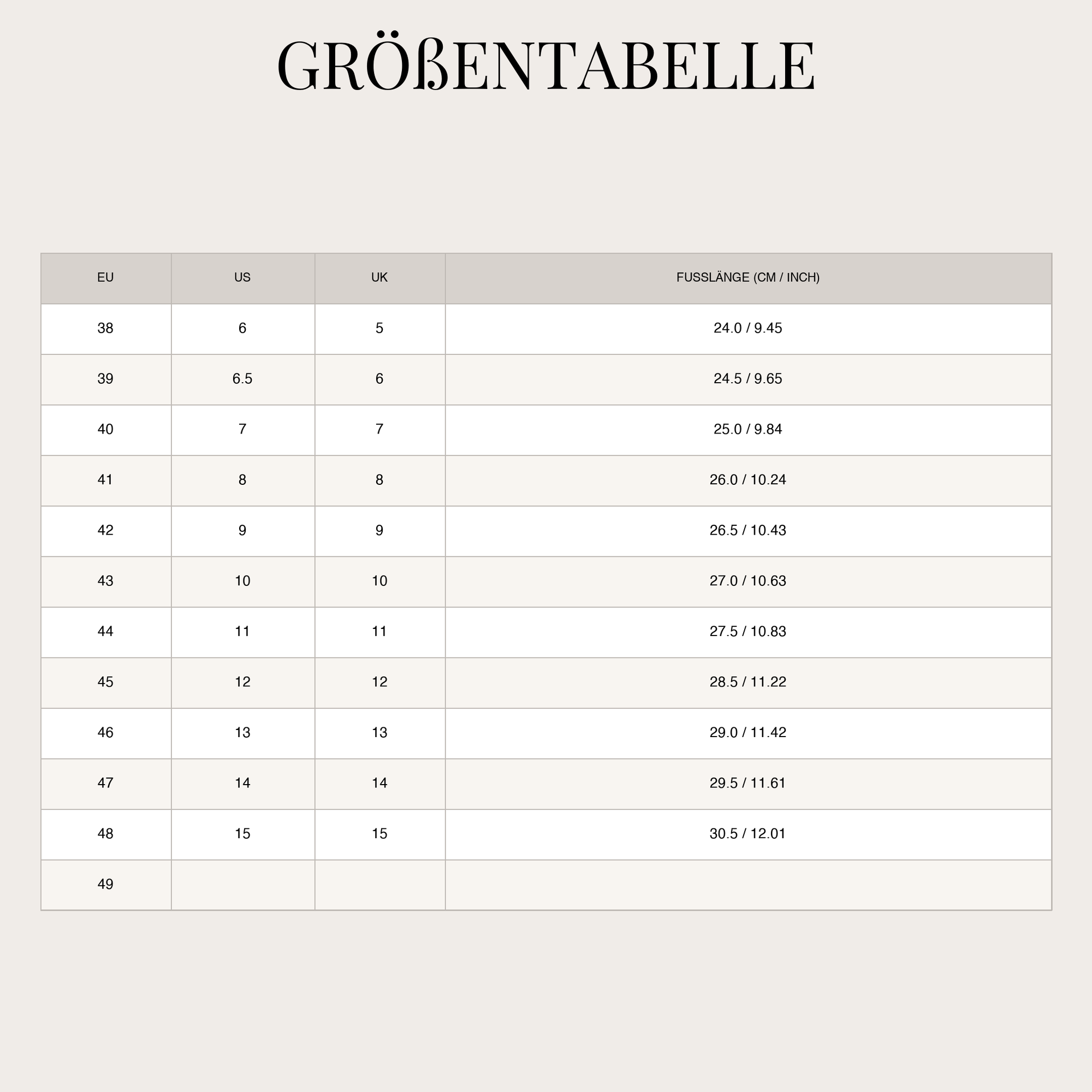 Size Chart
