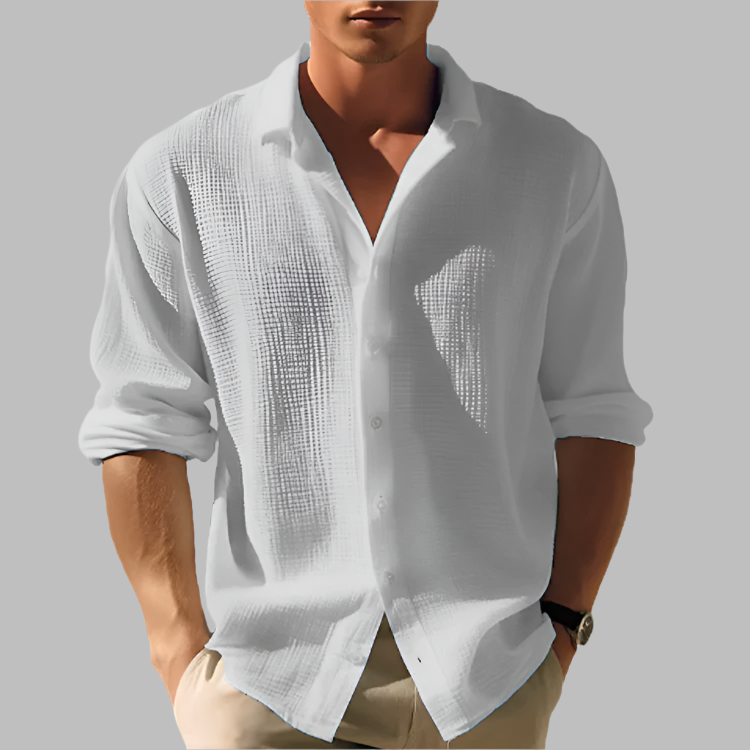 Lässiges langärmeliges Herrenhemd | Button-down