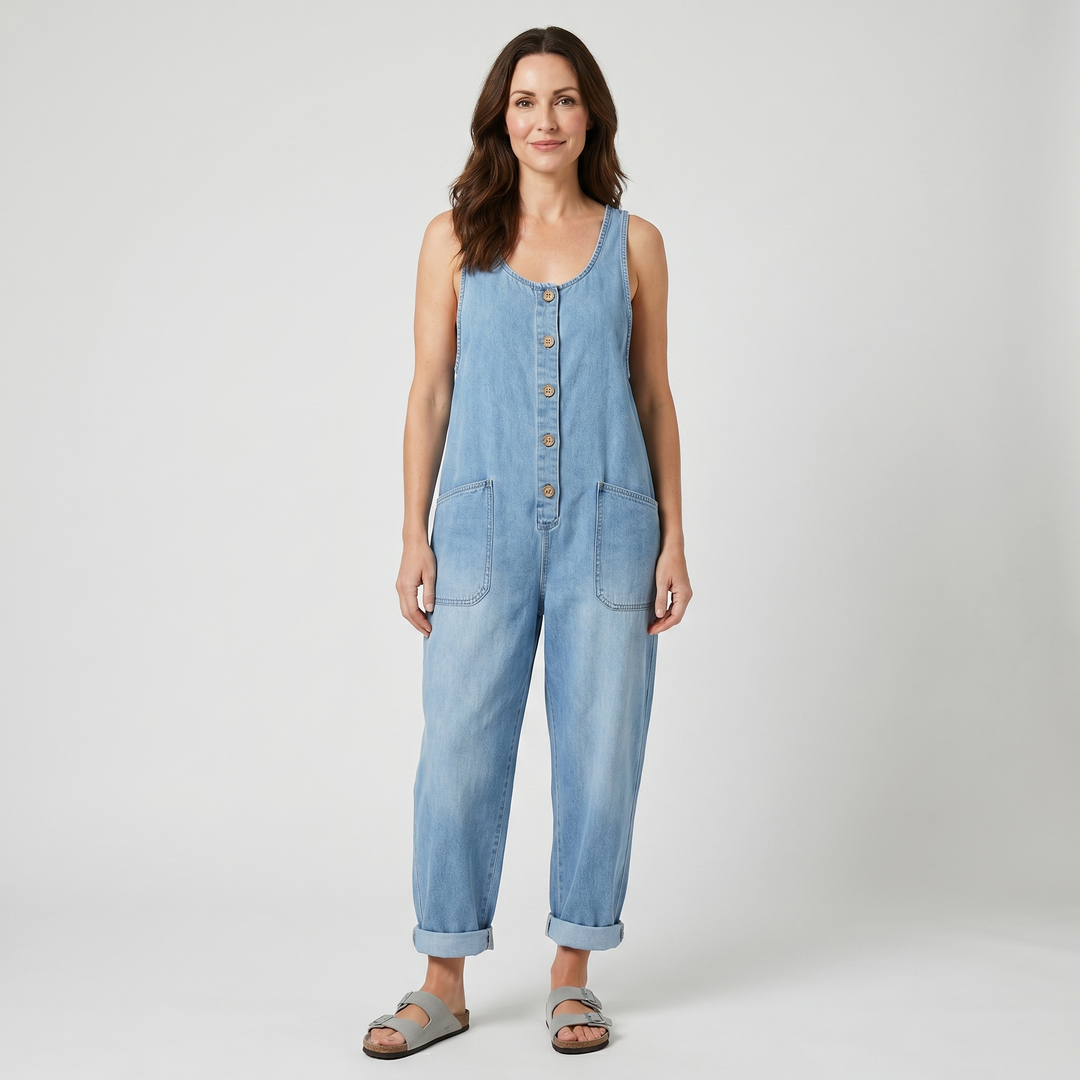 rmelfreier_Damen_Jumpsuit_aus_Vintage_Baumwoll_Denim_mit_Kn_pfen_2