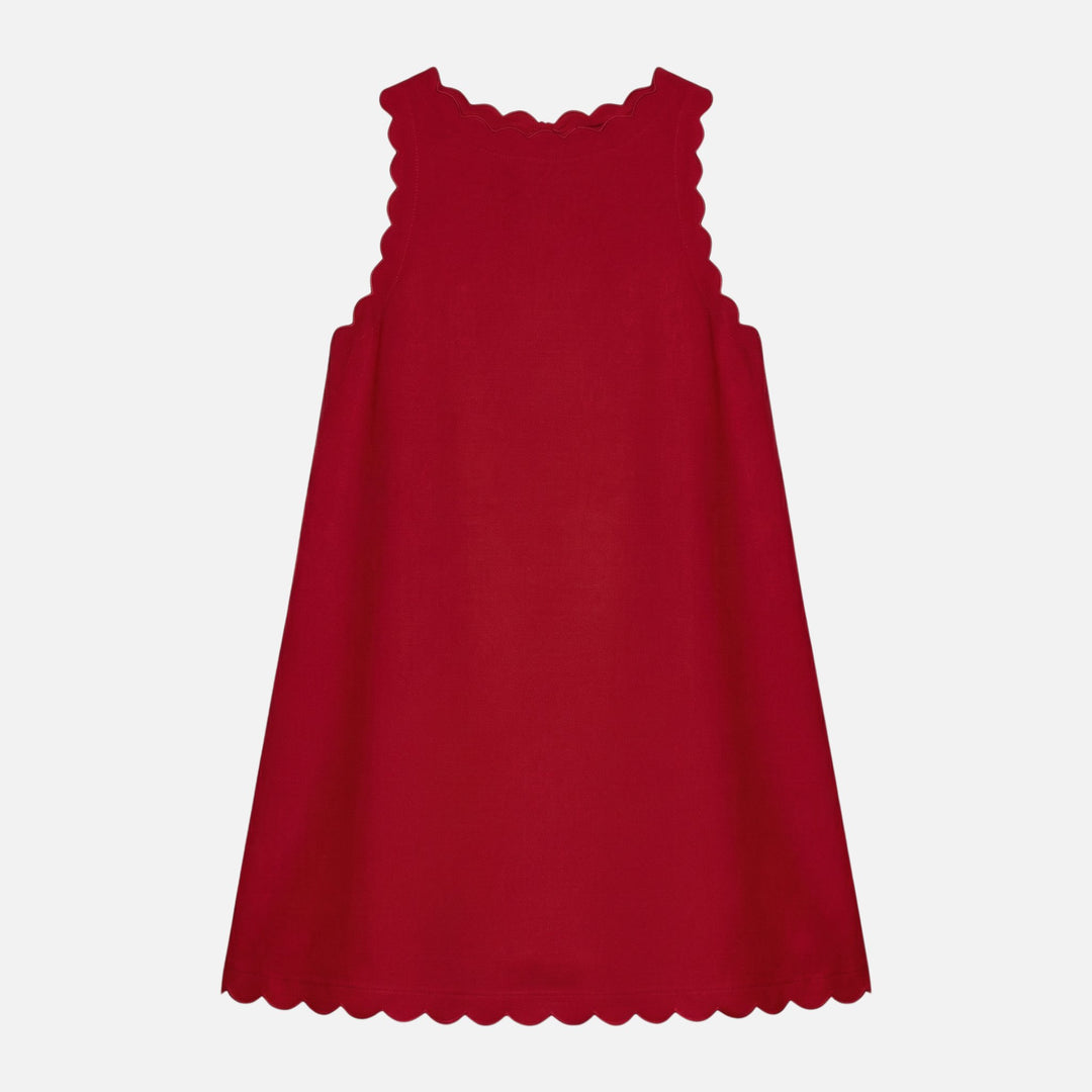 Ärmelloses Baumwoll-Minikleid mit Wellensaum für Damen