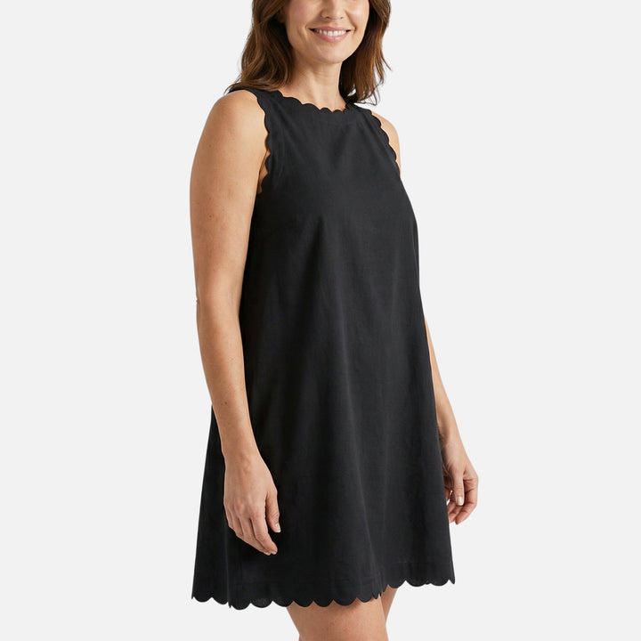 Ärmelloses Baumwoll-Minikleid mit Wellensaum für Damen