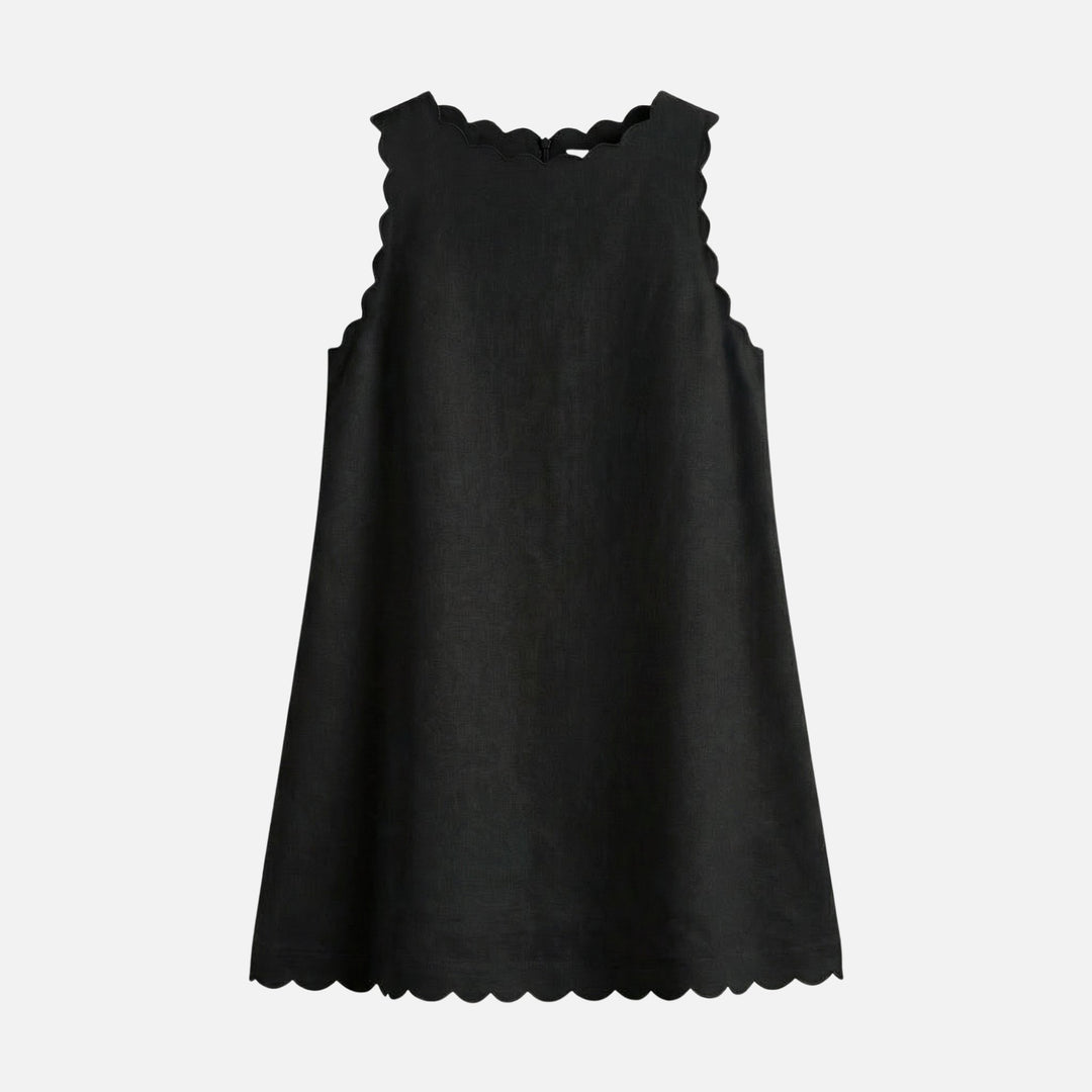 Ärmelloses Baumwoll-Minikleid mit Wellensaum für Damen