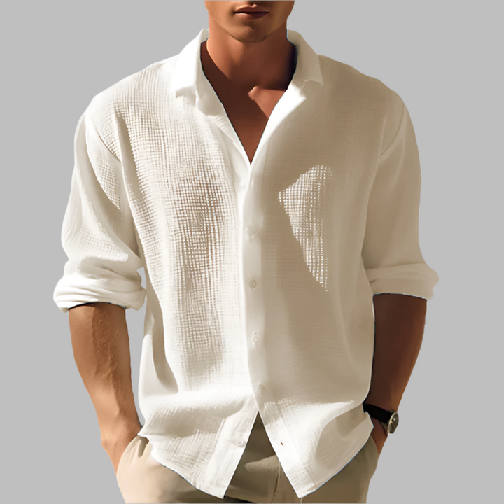 Lässiges langärmeliges Herrenhemd | Button-down